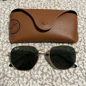 Ray-Ban Hexagonal Flat 3548 Black and Gold Sunglasses